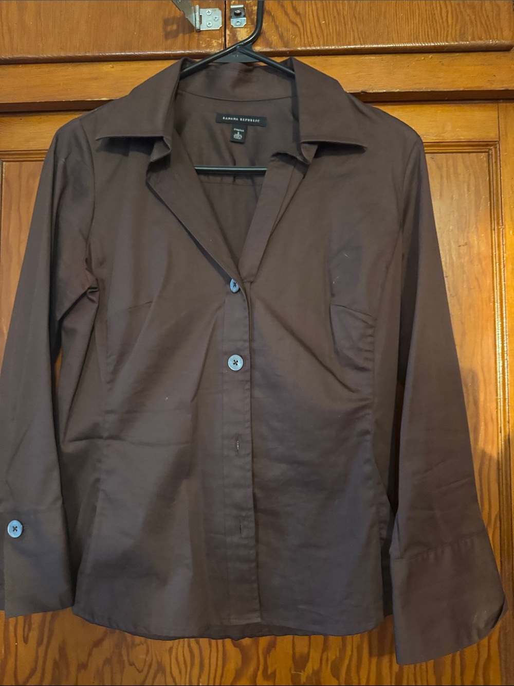 Banana Republic Dark Brown Button-Front Blouse